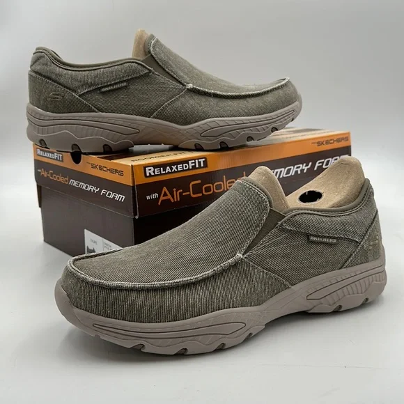 Skechers Creston Moseco Shoes Mens 10 Taupe Brown Canvas Slip On Memory Foam SKECHERS Men main image 3